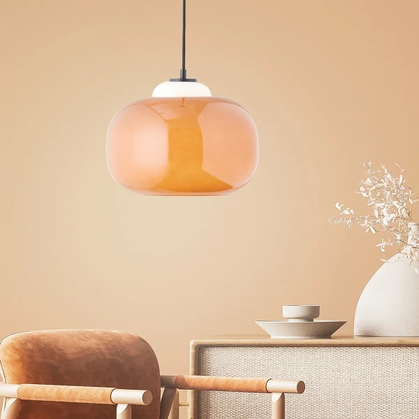 Szklana lampa wisząca Blop 99860/07 nad wyspę pomarańczowa