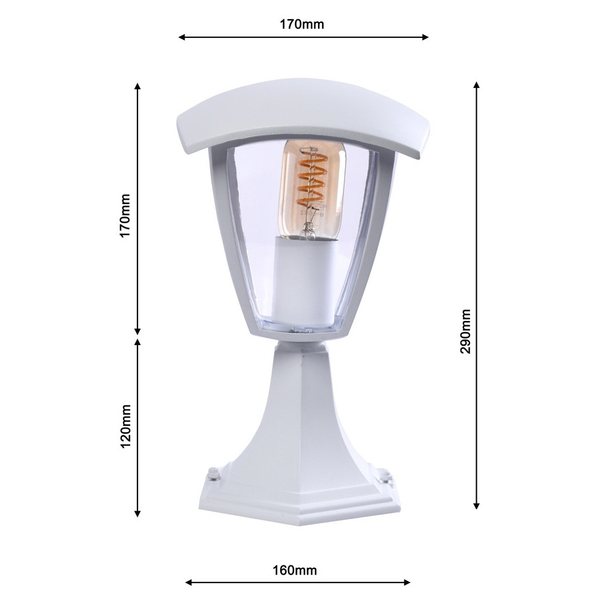 Biały słupek zewnętrzny FOX EKO3513 ogrodowa lampa retro outdoor