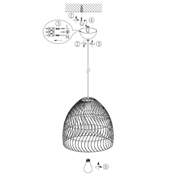 Wisząca lampa Rike R31131036 japandi eko naturalna drewniana czarna