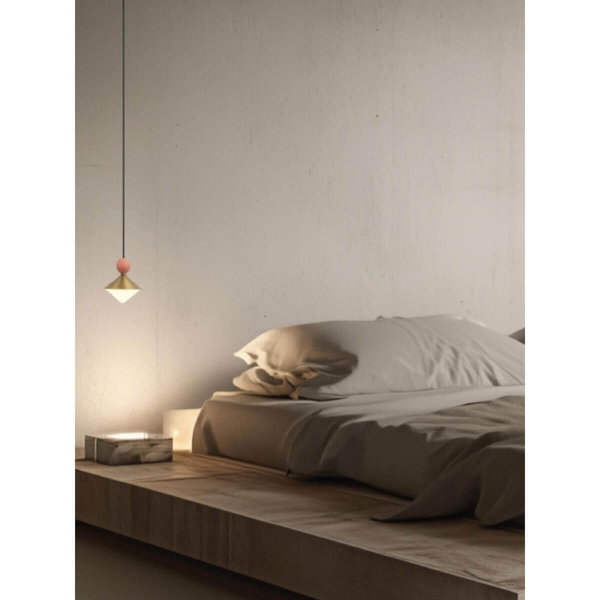 Ściemnialna lampa wisząca 25100 LED 8W 3000K mosiądz beżowa