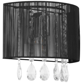 Abażurowa LAMPA ścienna ESSENCE A.9262/1 BK Italux glamour OPRAWA półokrągły KINKIET z kryształkami czarny