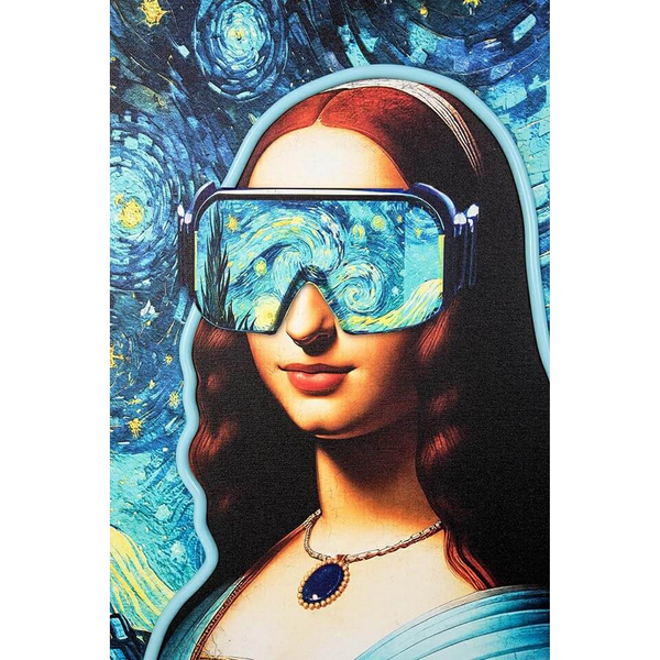 Obraz NEON LISA KH1501100244 King Home Monalisa w okularach neon wielokolorowy