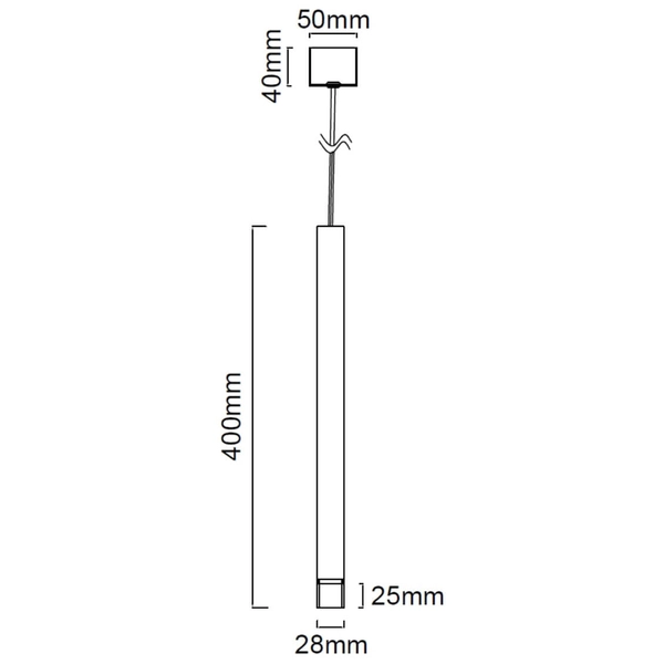 Czarna lampa wisząca Q I pojedynczy zwis tuba nad łóżko