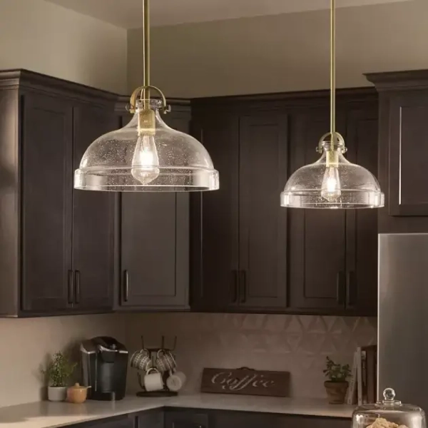 Jadalniana lampa wisząca Hampton mosiądz szklana 1xE27 nad stół ELS-HAMPTON-P-PNBR