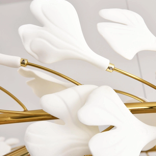 Dekoracyjna lampa wisząca Botanika XY080P-120 Step liście ceramika biały złoty