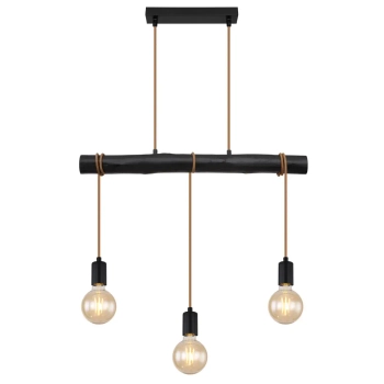 Lampa wisząca Gregor 15539-3HB do salonu drewno czarna