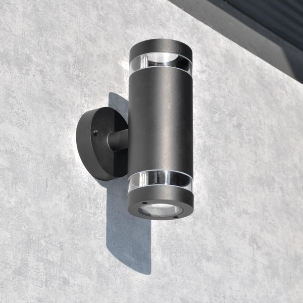 Elewacyjny kinkiet ogrodowy RINO 323996 góra-dół IP54 czarny