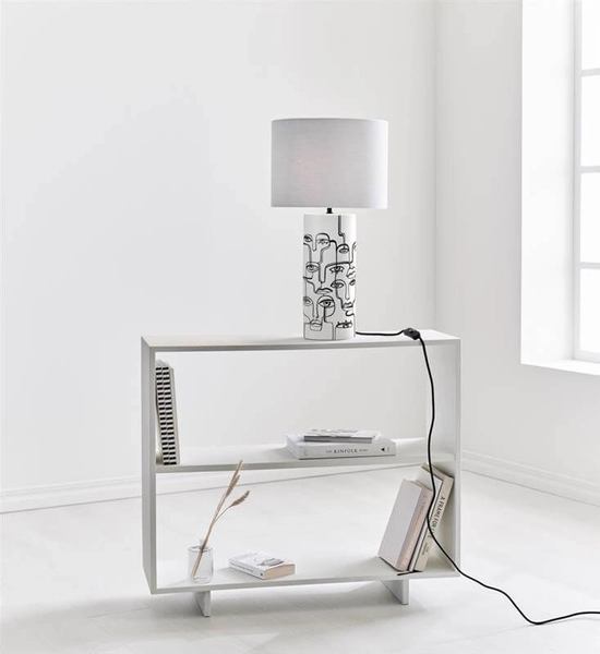 Nowoczesna lampa nocna Family 108246 na szafkę nocną tkanina biała