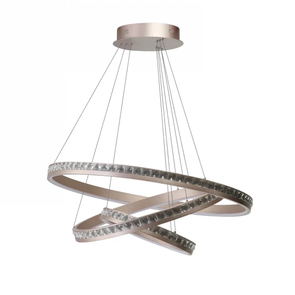 Wisząca lampa ringi do salonu CAMELIA metalowa LED 118W 3000K AZ6769 różowa złota