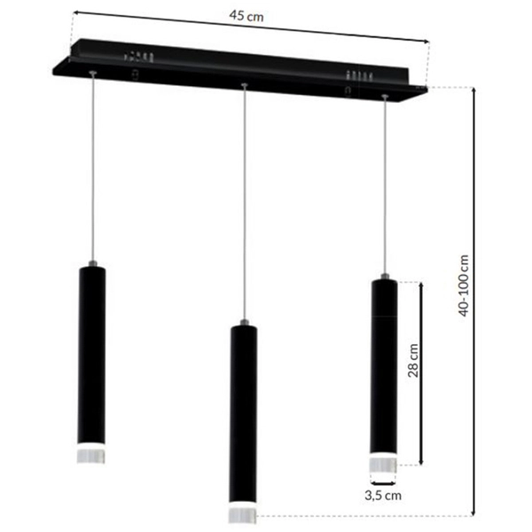 Listwa LAMPA wisząca CARBON ML183 Milagro metalowa OPRAWA zwis LED 15W 4000K sufitowa tuby czarne