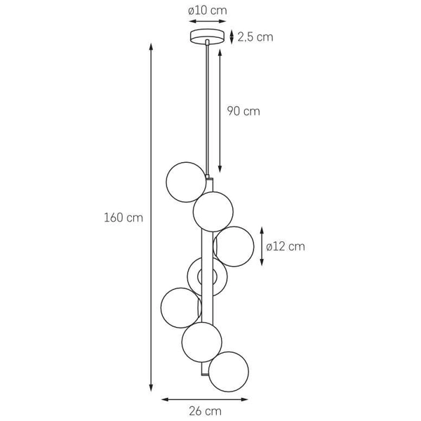 Modernistyczna LAMPA wisząca CUMULUS VERTICAL 10758703 Kaspa loftowa OPRAWA szklane kule zwis chrom biały