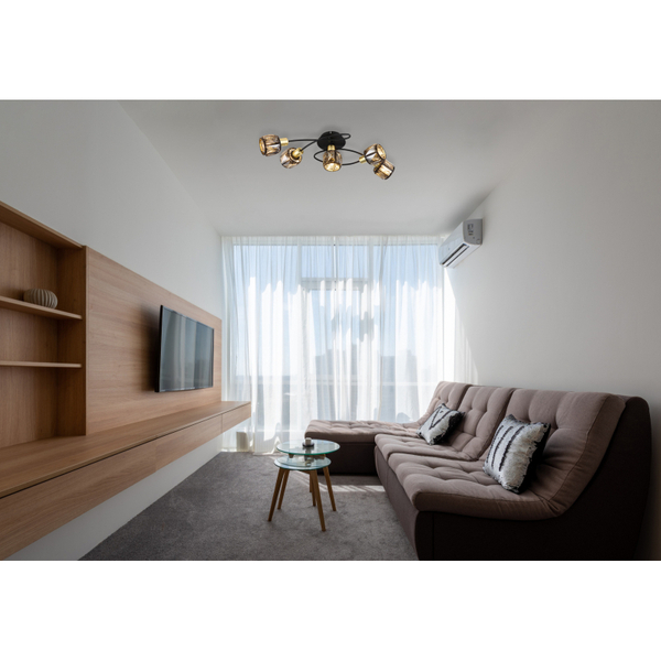 Lampa sufitowa Indiana 54357-5B kryształowa czarna przydymiona