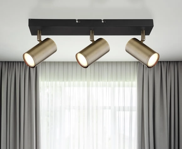 Nasufitowa lampa Robby 57911-3M z regulacją czarna mosiądz