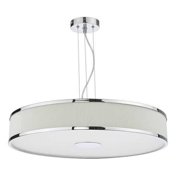 Okrągła lampa wisząca Alvaro ALV1733 materiałowa chrom kość słoniowa