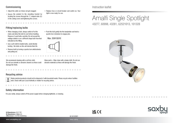 Reflektorowa lampa sufitowa Amalfi G2521013 Saxby do kuchni nikiel