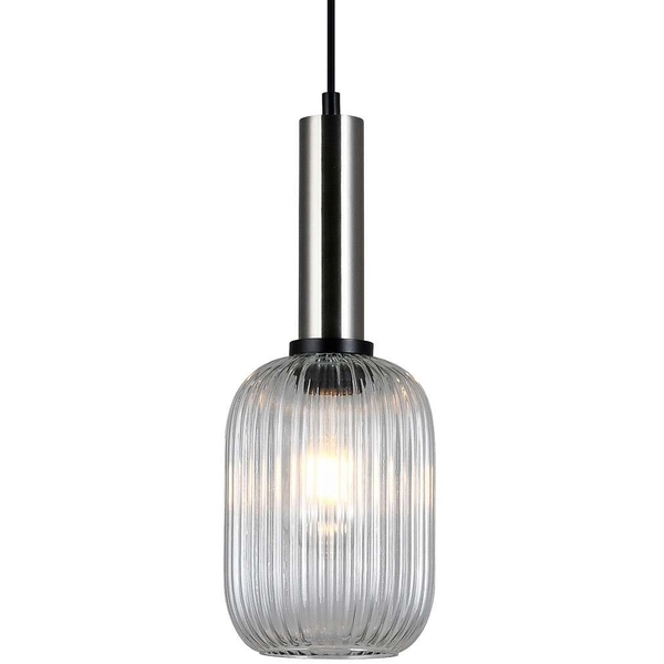 LAMPA wisząca ANTIOLA PND-5588-1M-SC+CL Italux plisowana OPRAWA szklany zwis nikiel przezroczysty