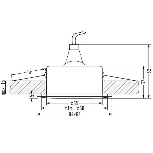 Łazienkowa lampa podtynkowa SH sufitowy wpust IP65 czarny
