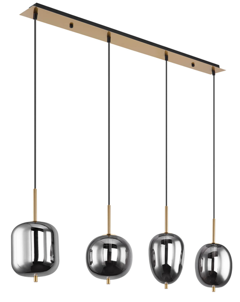 Wisząca lampa Blacky 15345-4MM szklana mosiądz przydymiona