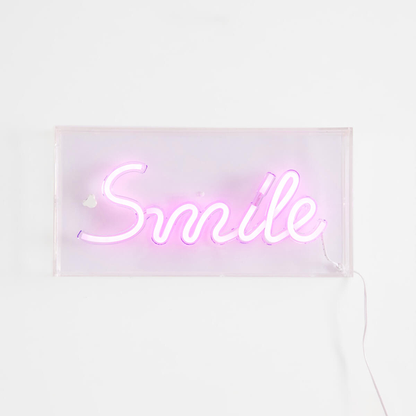 Lampa stołowa dekoracyjna Neon FM-NLB46 Zumaline LED smile różowa biała