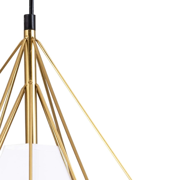 Loftowa LAMPA wisząca HIRA 318503 Polux abażurowy zwis do pokoju złoty biały