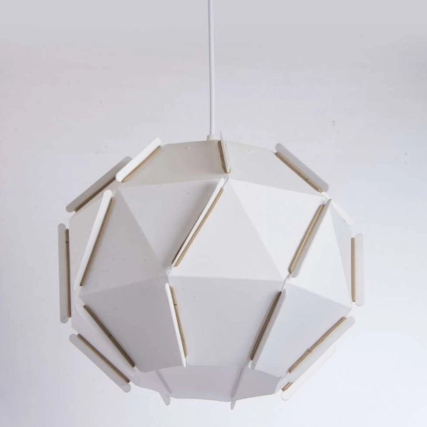 Geometryczna lampa wisząca VEN W-P 0298 WT kula ball biały
