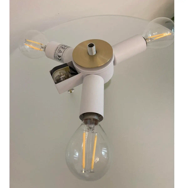 Lampa na komodę Artdeco ST-MT8872 WHITE Step okrągła do sypialni biała złota