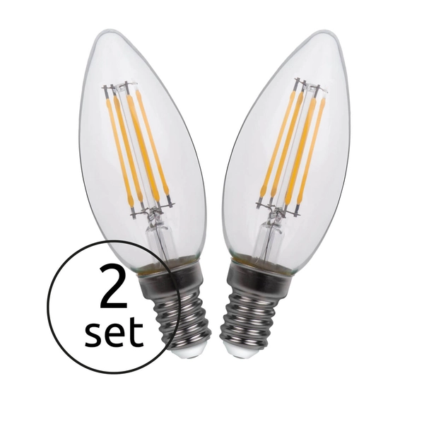 Zestaw 2 żarówek 10583-2K E14 B35 LED 4W filament 3000K 400lm