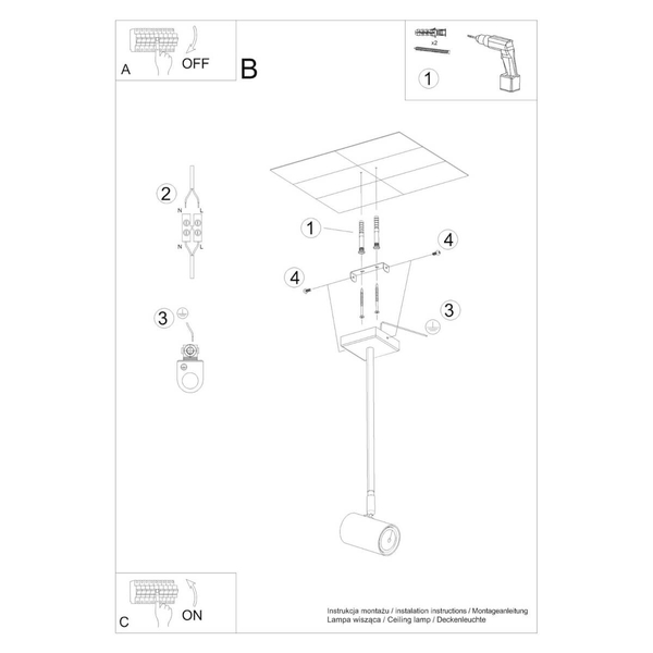 Sufitowa lampa metalowa SL.1074 czarny spot do przedpokoju