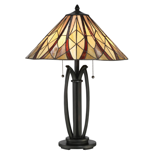 Stołowa lampka witrażowa Victory QZ-VICTORY-TL tiffany brązowa kolorowa