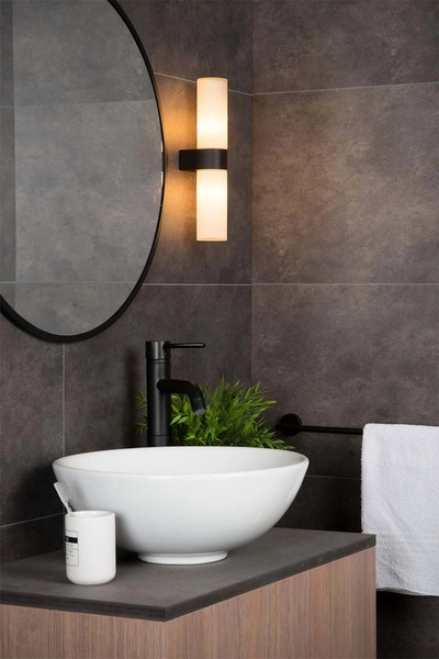 Ścienna lampa czarna Jesse 04202/02/30 szklana tuba do przedpokoju