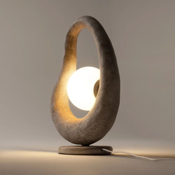 Designerska lampa stołowa Opus MOD380TL-01GR na komodę szara