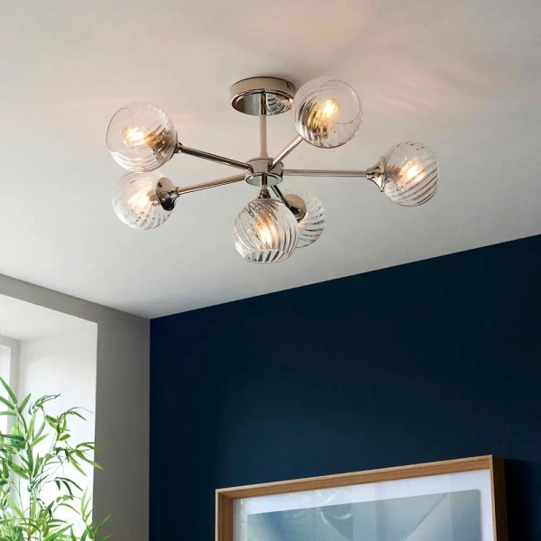 Sufitowa lampa do salonu Allegra 104050 szklane kule nikiel