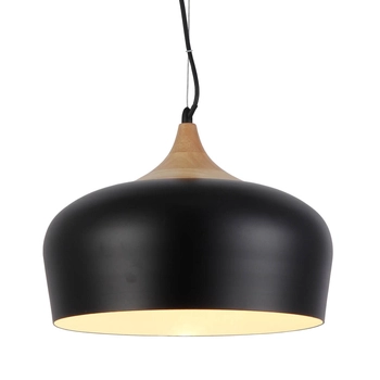 Loftowa lampa wisząca Parma metalowa do holu czarna drewno