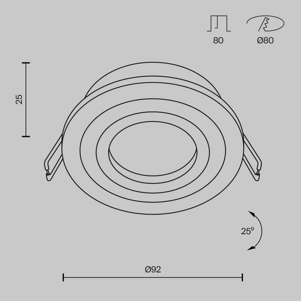 Regulowana lampa sufitowa Atom DL023-2-01W wpuszczana biały