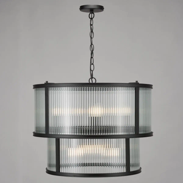 Loftowa wisząca lampa Bianka BIA0622 do salonu żebrowana czarna