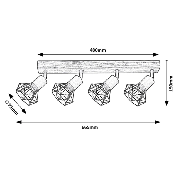 Loftowe reflektorki czarne Zeus 3140 druciana lampa sufitowa belka