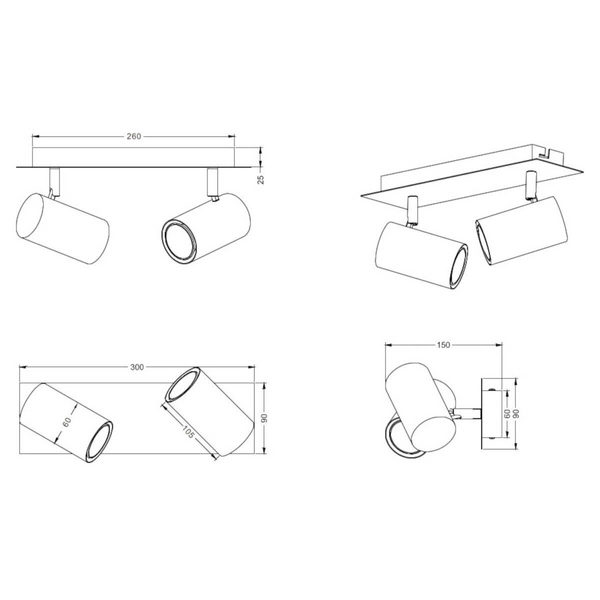 Podwójna lampa sufitowa VANTOS DL207802400 Trio do jadalni tubki srebrna