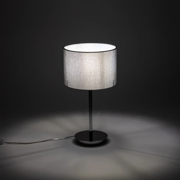 Stołowa lampa tkaninowa HOTEL MOOD 11786 z abażurem szara chrom