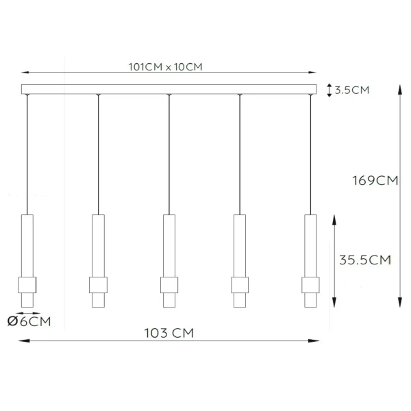 Wielopunktowa lampa zwis MARGARY 24402/30/30 Lucide LED 110W 2700K czarny