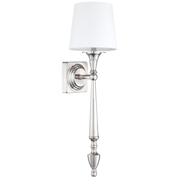 Klasyczna lampa ścienna Austin W01258NI-WH Cosmolight metal tkanina nikiel biała