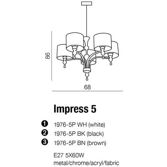 Klasyczna lampa wisząca Impress nad stół czarna chrom