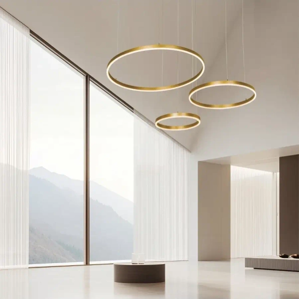 Potrójna ringowa lampa 1956 LED 126W 3000K obręcze do przedpokoju złoty