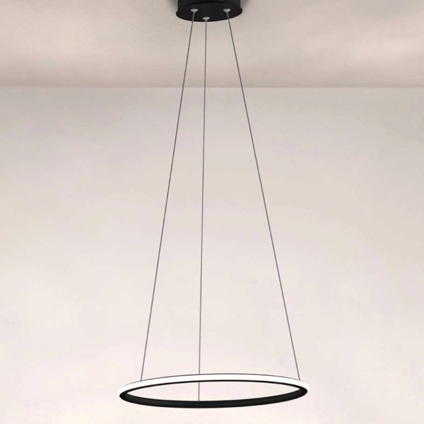 LAMPA wisząca SLIM/000055/3000/B MDECO okrągła OPRAWA ring ZWIS LED 63W 3000K metalowy czarny
