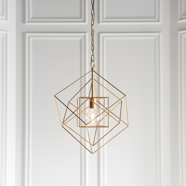 Wisząca lampa designerska L&-190032 Light& klatka druciana złota