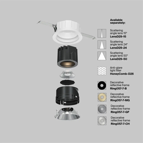 Wpuszczana ledowa oprawa Wise DL057-7W3K-B LED 7W 3000K czarna