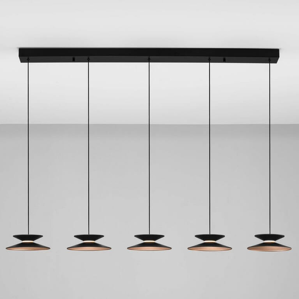 Lampa wisząca na belce GUANAY LE44744 LED 24W 3000K stożki czarna złota