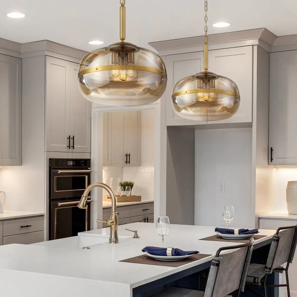 Wisząca lampa retro Nottingham QN-NOTTINGHAM-3P-AB złoty przezroczysty