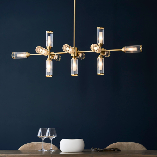 Przysufitowa lampa szklana L&-1106259 tubki mosiądz przezroczysty
