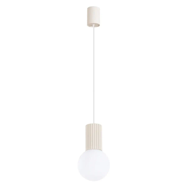 Wisząca lampa minimalistyczna HALO SL.1719 ryflowana kula beżowa