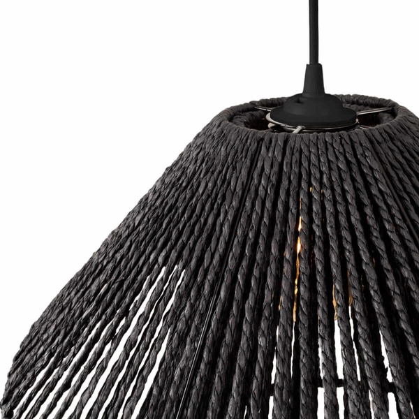 Zwisająca lampa boho Amalfi P0580 Maxlight sznurek japandi czarna